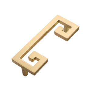 Brushed gold-tone open square-scroll bar pull, option No. 3, 96 mm.
