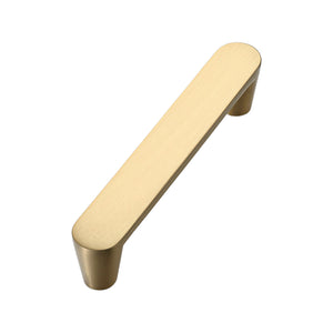 Brushed gold rounded bar pull with short posts, option No. 9, 114 mm.
