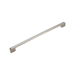 Brushed silver-tone straight bar pull with squared ends, option No. 2, 320 mm.