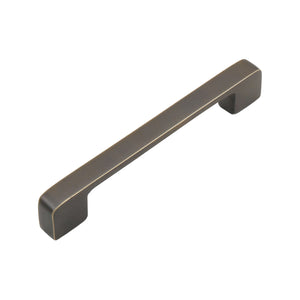 Coffee-brown straight bar pull with square ends and a slim highlighted edge, 128 mm, option No. 3.