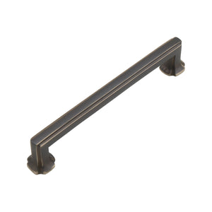 Coffee-brown straight bar pull with an inset line and flared mounting feet, 128 mm, option No. 1.