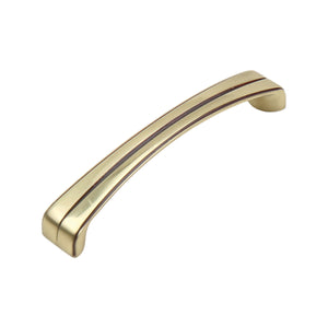 Gold-tone arched grooved bar pull, 128 mm, option No. 2.