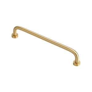 Gold-tone curved bar pull with round mounting bases, option No. 4, 320 mm.