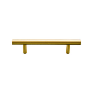 Gold-tone cylindrical bar pull with two posts, option No. 13, 128 mm.