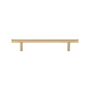 Slender gold-tone bar pull with straight posts, 128 mm, option No. 8.