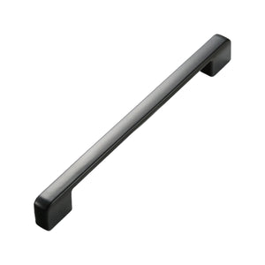 Matte black bar pull with rounded corners and block feet, option No. 13, 160 mm.