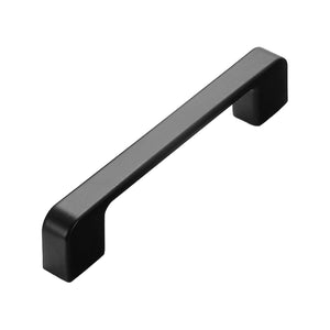 Matte black bar pull with rounded corners and block feet, option No. 13, 96 mm.