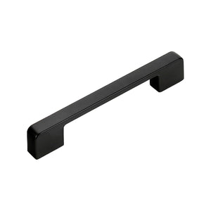 Matte black straight bar pull with squared ends, option No. 2, 128 mm.