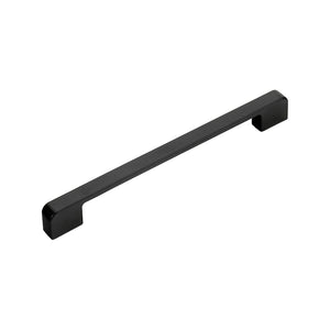 Matte black straight bar pull with squared ends, option No. 2, 192 mm.