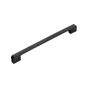 Matte black straight bar pull with squared ends, option No. 2, 224 mm.