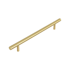 Matte gold-tone round bar pull with straight posts, 192 mm, option No. 6.