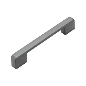 Matte gray geometric bar pull with squared ends, 128 mm, option No. 2.