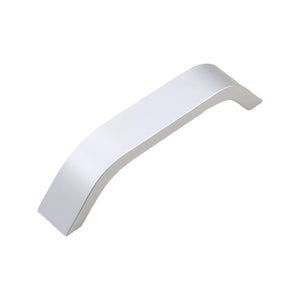 Matte silver-tone minimalist bar pull with angled ends, 96 mm.