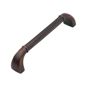 Red bronze-tone fluted bar pull with curved ends, 128 mm, option No. 5.