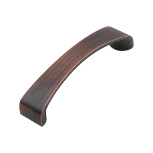 Red bronze-tone arched flat bar pull, 96 mm, option No. 1.