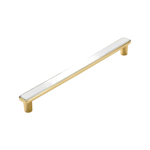 White and gold-tone bar pull, 192 mm, option No. 1.