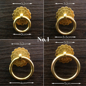 Brass Floral Door Knocker Ring Pulls - Antique Bronze Finish - Screw #1 30mm Bronze / 1pc