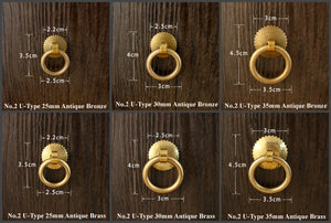 Brass Floral Door Knocker Ring Pulls - Antique Bronze Finish - Screw #1 35mm Brass / 1pc