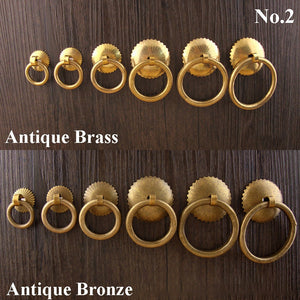 Brass Floral Door Knocker Ring Pulls - Antique Bronze Finish - Screw #1 40mm Brass / 1pc