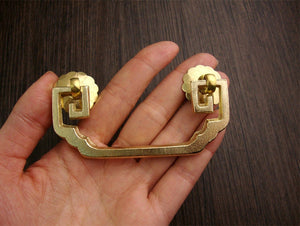 Brass Floral Door Knocker Ring Pulls - Antique Bronze Finish - Brass / 5pcs