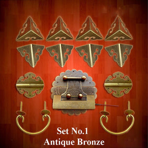 Brass Round Mini Box Hinges - Antique Bronze Finish for Wardrobes - No.1 Antique Bronze / 1Set