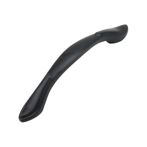 Black slim arched bridge pull with swept curved ends, option No. 1, 96 mm.
