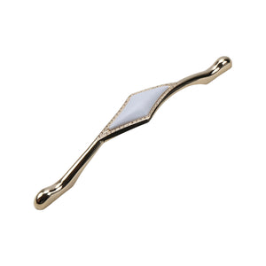 Curved gold-tone bridge pull with a white diamond-shaped inlay, option No. 9, 190 mm.