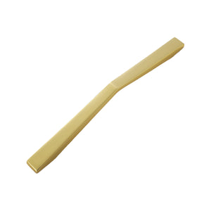 Gold-tone slim bridge pull with an angled curved profile, 160 mm, option No. 14.