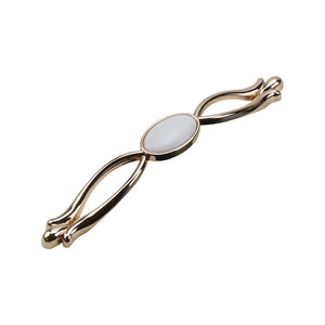 Gold-tone openwork bridge pull with an oval white ceramic center, option No. 5, 171 mm.