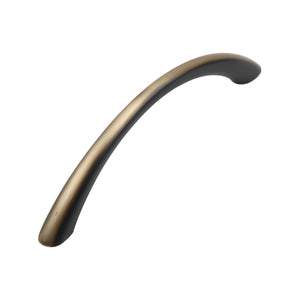 Smooth bronze-tone arched bridge pull, option No. 6, 112 mm.