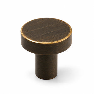 Bronze-finish solid brass round cabinet knob, style #1 (20 mm).