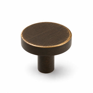 Bronze-finish solid brass round cabinet knob, style #1 (25 mm).