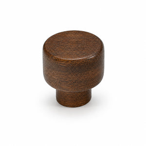 Round walnut wood cabinet knob, style #1.