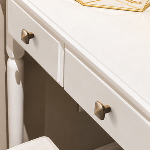 In-use view of softly squared antique bronze brass cabinet knob, style #17.