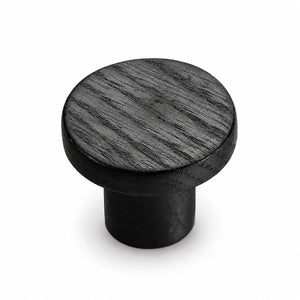 Flat round black oak cabinet knob, style #2 (33 mm).
