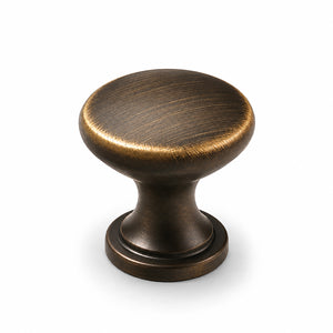 Bronze-finish solid brass round cabinet knob, style #3 (20 mm).