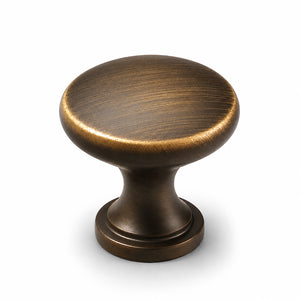 Bronze-finish solid brass round cabinet knob, style #3 (25 mm).