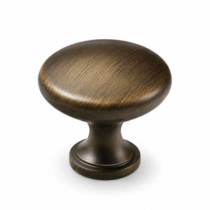 Bronze-finish solid brass round cabinet knob, style #3 (30 mm).