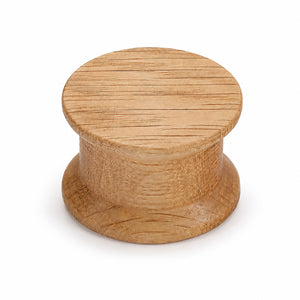Round oak wood cabinet knob, style #3.