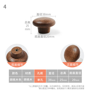 Measurements for rounded walnut wood mushroom cabinet knob, style #3.