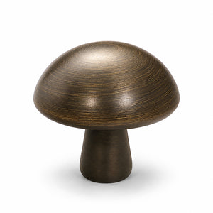 Bronze-finish solid brass round cabinet knob, style #4.