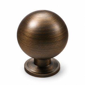 Bronze-finish solid brass round cabinet knob, style #5 (30 mm).