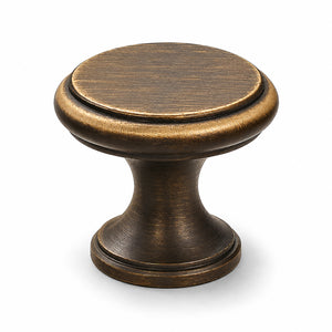 Bronze-finish solid brass round cabinet knob, style #8.