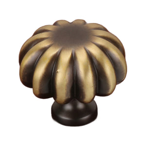 Antique bronze-tone fluted round cabinet knob, option No. 1.