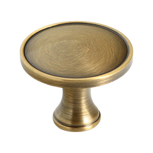 Antique bronze round cabinet knob with a dark center and gold-tone rim, option No. 10, 30 mm.