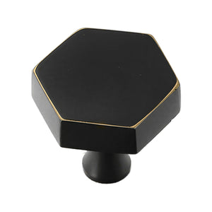 Black bronze hexagonal cabinet knob with a flat top, option No. 4.