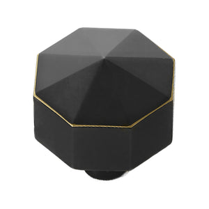 Black bronze faceted cabinet knob with triangular faces meeting at the center, option No. 2.