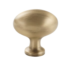 Brushed gold-tone mushroom cabinet knob, option No. 7.