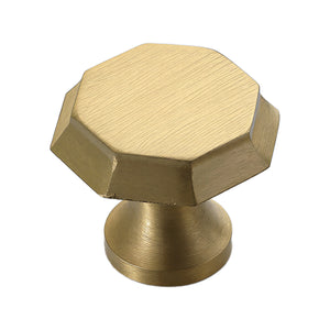 Brushed gold octagonal cabinet knob, option No. 6.