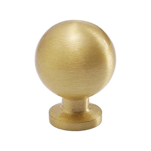 Brushed gold-tone round cabinet knob, option No. 6.